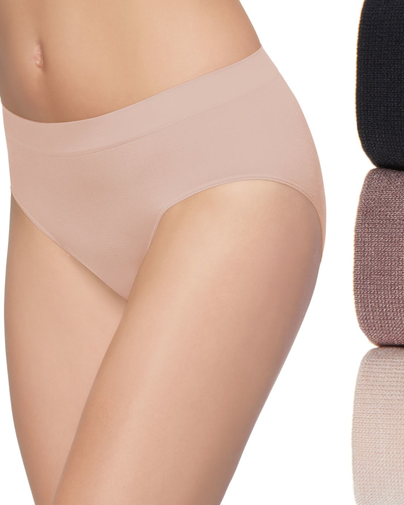 Front of a model wearing a size X Large B Smooth Full Brief Panty 3 Pack in Basic 2 by Wacoal. | dia_product_style_image_id:303933